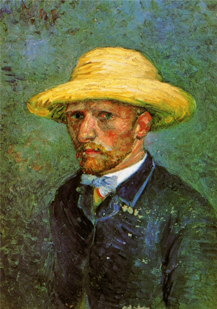 Self-Portrait With Straw Hat Van Gogh Oil Painting